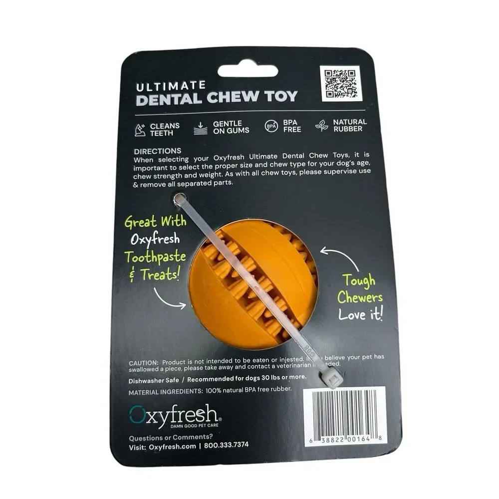 Oxyfresh Dog Dental Chew Toy - Best Teeth Cleaning Medium & Large Orange